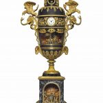 A MONUMENTAL EMPIRE ORMOLU AND PATINATED BRONZE MUSICAL ‘SINGING BIRD’ AND AUTOMATON CLOCK