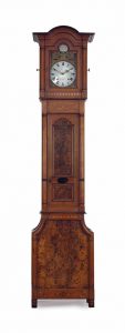 A LOUIS XV PROVINCIAL INLAID CHERRY AND BIRCH LONG-CASE CLOCK