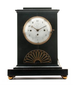 A late 18th/early 19th Century German ebonised quarter-striking bracket clock with pull-repeat