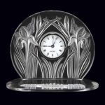 Lalique Molded Glass Iris Clock
