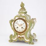 French Rococo Style Gilt Decorated Porcelain Mantel Clock