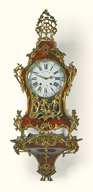 A Louis XV gilt-bronze mounted turtleshell quarter striking musical bracket clock, retailed in Paris, Swiss, circa 1765