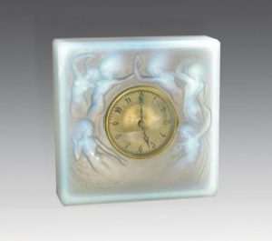 Lalique for Maison ATO Sirenes Opalescent Glass Electric Clock