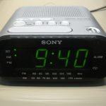 Digital radio alarm clock.